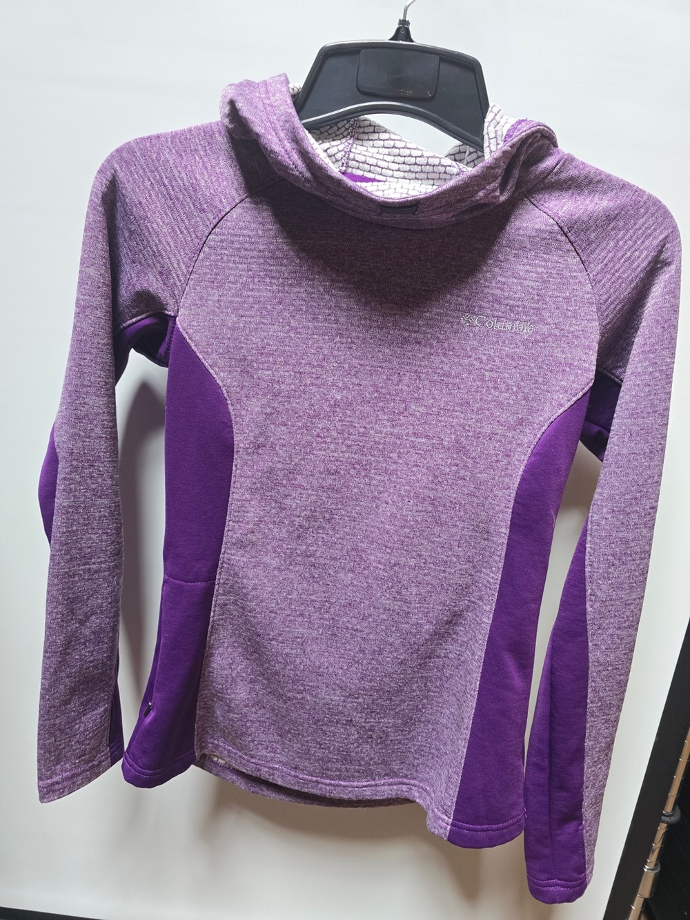 Columbia Purple Two-Tone Cowl Neck Performance Sweater- Small